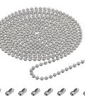 10 Beaded Ball Chain 4.5mm 16.4 Feet Spool With 8 Connector Clasps for blinds and DIY projects, stainless steel.