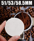 Hella Smooth Reusable Stainless Steel Coffee Filter Fine Mesh Compatible With AeroPress And Ultra Fine Brewers 51Mm shown with coffee grounds.
