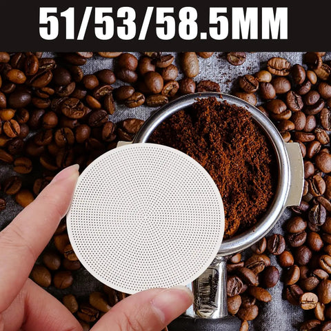 Hella Smooth Reusable Stainless Steel Coffee Filter Fine Mesh Compatible With AeroPress And Ultra Fine Brewers 51Mm shown with coffee grounds.
