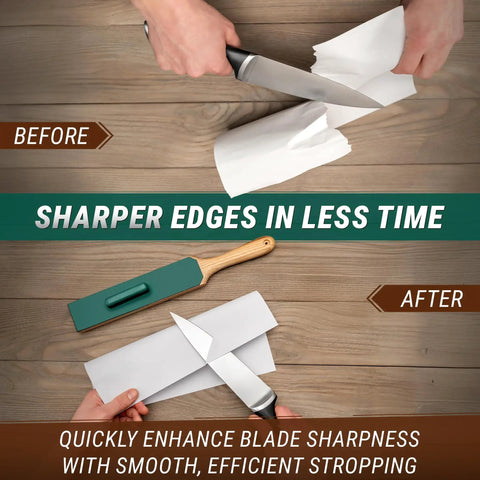 Two Sided Leather Knife Strop Kit With Stropping Compound For Woodcarving Tools And Chisels, 14 Inch Razor Sharp Honing Strop Block, Pro Grade Knife Sharpening Kit For Beginners And Pros