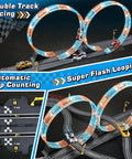 Epic Slot Car Race Track Set With Four Cars Battery Or Electric Power Glow Lights Circular Overpass Dual Lap Counter