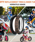 Two Pack Kids Bike Tire Set, 12 And 12.5 Inch Folding Replacement Tires With Tubes, Levers, Rim Strips, Puncture Resistant
