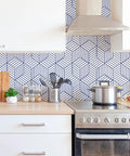 Geometric Hexagon Peel And Stick Wallpaper Blue And White Self Adhesive Vinyl Film For Home Decor Removable Contact Paper in kitchen