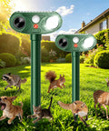 Ultrasonic Solar Animal Deterrent With Motion Sensor For Yard Garden Lawn Deters Deer Squirrels Cats Raccoons Rabbits Dogs Outdoor Repellent With PIR Motion Sensor And Solar Powered Ultrasonic Waves To Keep Critters Off Your Property, green stakes in lawn