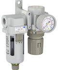 Compressed Air Filter Regulator Combo With 3/8 Inch NPT, Poly Bowl With Guard, Manual Drain, Gauge, And Mounting Bracket