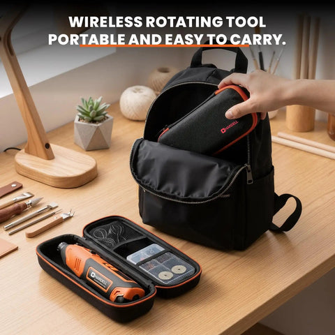 Bad Boy 12V Cordless Rotary Tool Featuring 35000RPM Digital Display And 2000mAh Lithium Ion Battery Tough As Nails showcased in portable carry case.