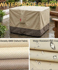 Built Tough Heavy Duty Square Gas Fire Pit Cover with 600D polyester and PVC coating on patio table