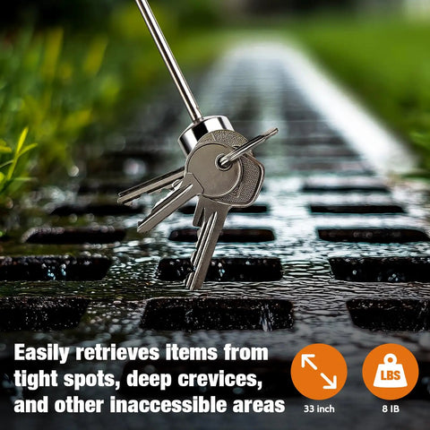 Ultra Strong Magnetic Pickup Tool With 8 Lb Pull, Stainless Steel Telescoping Magnet Reach 6.3 To 33 Inches retrieving keys from grate