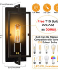 Two Pack Rustic Wall Sconces Set For Bedroom Living Room Kitchen Hallway Bathroom Damp Rated Industrial Farmhouse with E26 Base and Bulb