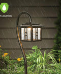 Low Voltage Pathway Lights 4 Pack EZ Install With 3W 185LM LED Landscape Lighting in rain with plants, Oil Rubbed Bronze