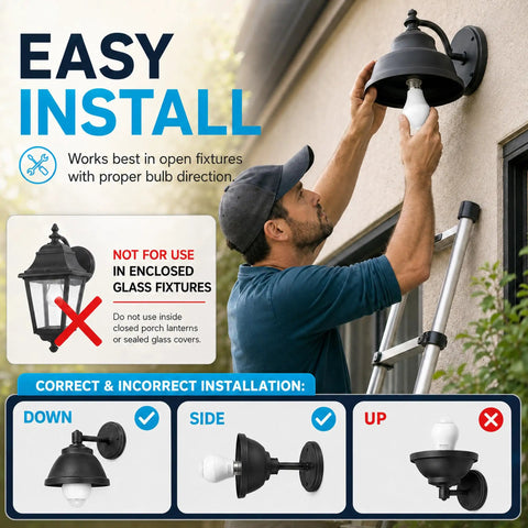 4 Pack Motion Sensor LED Bulbs 12W 100W Equivalent 2700K Warm White Auto On Off Dusk To Dawn Security Lighting For Indoor Outdoor Porch Garage Basement Stairs Energy Efficient Easy Hands Free Light installed in a wall sconce