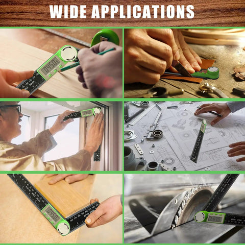 Super Solid Two In One Digital Angle Finder Protractor And Miter Saw Gauge used for measuring angles in woodworking.