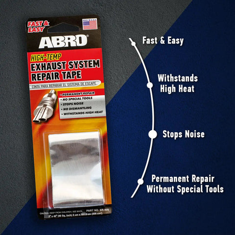 Exhaust Leak Tape Muffler Repair Kit With High Temp Aluminum Bonding Agent package with product features listed