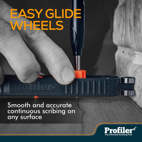 Smooth Self Locking Contour Scribe Tool No Sweat Precision Marking Gauge For Woodworking Carpentry with easy glide wheels in use.