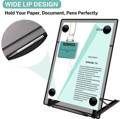 Desktop Document Holder For Typing And Hands Free Reading Foldable Paper Stand For Desk With Magnetic Buckles Metal Mesh Copy Holder