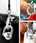 4 Pack D Rings for Purses With 360 Degree Rotatable Stud Screw Balls on leather bag, metal hardware set, polished silver finish