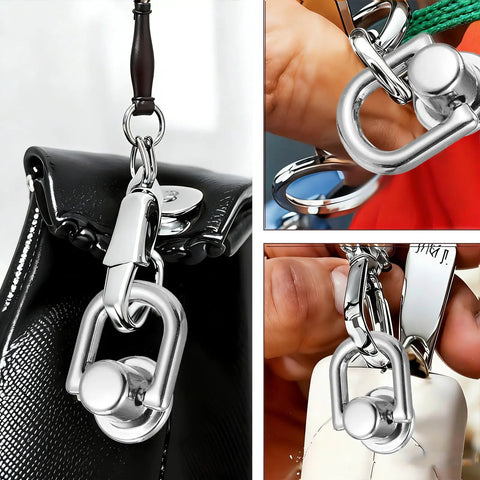 4 Pack D Rings for Purses With 360 Degree Rotatable Stud Screw Balls on leather bag, metal hardware set, polished silver finish