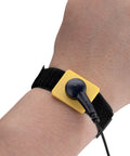 Person wearing ESD Wrist Strap With Grounding Cable And Detachable 5ft Cord For Safe Static Discharge Reducing Shock Risk