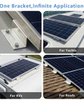 Z Brackets Solar Panel Mounting Kit 16 Pack Heavy Duty Multi Slot Adjustable Corrosion Resistant Mounting Brackets in use on RVs and roofs