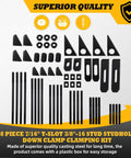 Heavy Duty Hold Down Clamp Kit For Milling CNC, 58 Pcs, Fits 7/16 T-Slot And 3/8-16 Studs, Steel Construction, Heat Treated