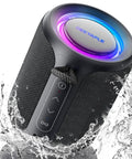 Rugged Waterproof Bluetooth Speaker With Lights, 15W Loud Stereo Sound, IP67 Dustproof Build, 2500mAh Battery splashing water