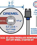 Dremel EZ Lock Starter Kit: metal cut-off wheel, 1-1/2 in diameter, includes EZ402 mandrel and five EZ456 wheels