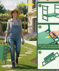 Garden Kneeler And Seat With Anti Tip Extendable Legs Foldable Portable Garden Stool With Two Tool Bags Deep Green
