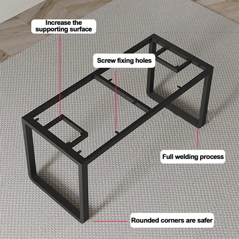 Heavy Duty Industrial Metal Table Legs With Adjustable Height Feet, Sturdy Cold Rolled Steel support frame with screw holes.