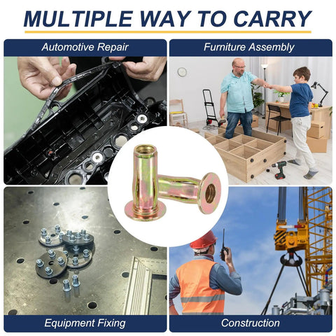 Heavy Duty Multi Grip Rivet Nuts With Pre Bulbed Shank And Flat Head Design Crafted From Zinc Plated Carbon Steel For Superior Rust Resistance And Tough As Nails Durability That Garage Crews Trust For Fast And Secure Metal Assembly
