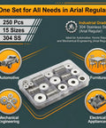 Premium 304 Stainless Steel Fender Washers Kit, 250 Piece Flat Washers Assortment In 15 Metric Sizes M3 To M12, in storage box