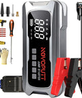 Kickstart Any Ride Smooth Today With This 6000A Auto Battery Booster And Dual Cylinder Tire Inflator showing jump starter with accessories.