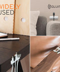 Five Pack Cable Organizers For Desk And Nightstand With Adhesive Clips Fifteen Slots White Cord Management System Keep Chargers And Cables Neat And Tidy Within Reach Easy Desk Accessories For Home Office, showing different installations on furniture surfaces.