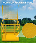 Built Like A Tank 45 By 43 Forklift Safety Cage 1400 Lb Weight Capacity yellow man basket with non-slip floor design.