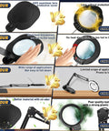 Comparison of 15X Floor And Desk Magnifying Glass With Light And Stand Hands Free Craft Hobby Tool showing features vs competitors