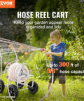 Heavy Duty Hose Reel Cart Holds Up To 300 Feet Of Five Eighth Inch Hose With Four Wheels Makes Moving A Breeze Garden Water Cart.