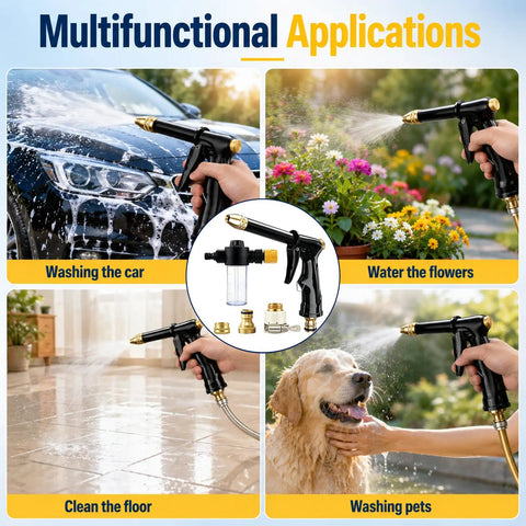 Beastly High Pressure Hose Nozzle For Garden Hose, Adjustable Spray Wand For Car Wash And Outdoor Cleaning uses shown