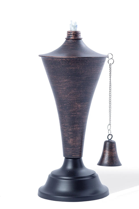 Oahu Tiki Style Outdoor Torches Set Of 4 53 Inch Tall With Snuffer Fiberglass Wick And 16oz Oil Lamp For Deck Patio Lawn Garden Luau Vibe Brushed Bronze