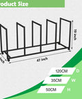 Heavy Duty Cardboard Box Organizer Rack For Shipping And Packing Station with dimensions labeled 47 inch by 19 inch by 13 inch.