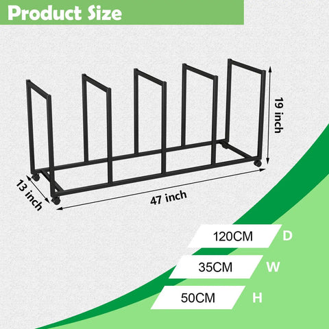 Heavy Duty Cardboard Box Organizer Rack For Shipping And Packing Station with dimensions labeled 47 inch by 19 inch by 13 inch.