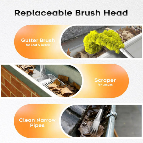 13 Foot Gutter Cleaning Tool From The Ground With 3 In 1 Gutter Cleaner Replaceable Brush Shovel And Scraper