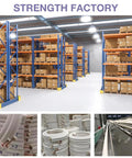 Storage area with shelves of boxes and rolls of 13 Ft Mini Split Line Set 1/4 And 3/8 Inch AC Copper Tubing Pipe for cooling installations.
