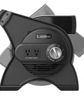12-Inch Portable Utility Fan With Pivoting High Velocity Air, 289 CFM, Three Speeds, Dual Outlets, 120V, Black, side view
