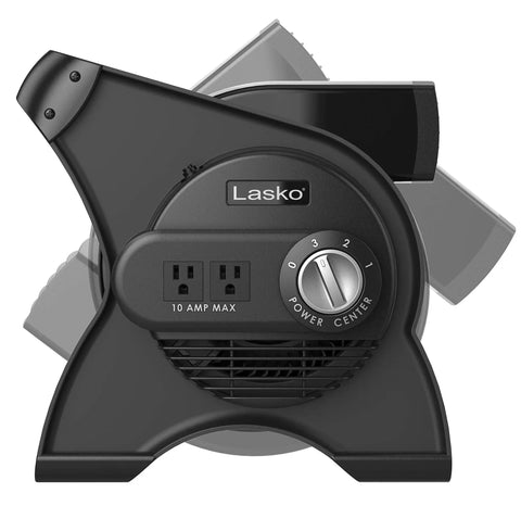 12-Inch Portable Utility Fan With Pivoting High Velocity Air, 289 CFM, Three Speeds, Dual Outlets, 120V, Black, side view