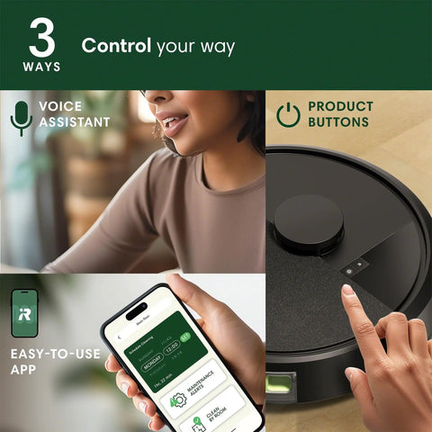 Smart Robot Vacuum With 70X Power-Lifting Suction, LiDAR Mapping, Multi-Surface Cleaning controls shown with app and voice assistant.