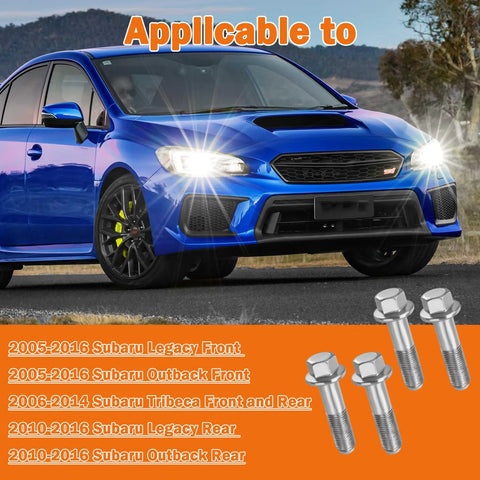 4 Pack Wheel Bearing Hub Bolts 901000285 for Subaru Forester Outback Legacy Tribeca 2005 Through 2016 with car background