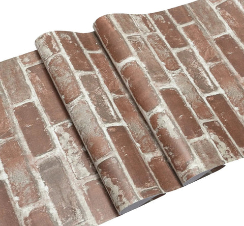 Red Brick Peel And Stick Wallpaper Self Adhesive Waterproof Removable Vinyl Wall Covering For Home Decor And Furniture Makeovers.