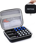 Fridge Ready Peptide Storage Case For Vials And BAC Water Insulin Fridge Holder with vials, mesh pocket, and foam slots