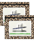 Zippered Leopard Print Coupon And Card Organizer for school supplies, clips into a 3 ring binder, leopard design, clear window