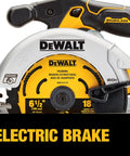 Brushless 20V Max Cordless Circular Saw With 6-1/2-Inch Blade showcasing electric brake feature