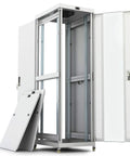 Beefy 42U Server Rack Cabinet With 35 Inch Depth Free Standing IT Enclosure Air Control System Four Cooling Fans PDU Glass Door